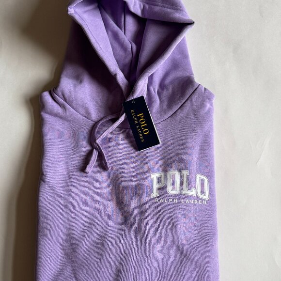 Polo Ralph Lauren Logo Fleece Pullover Hoodie Sweatshirt Lavender Large